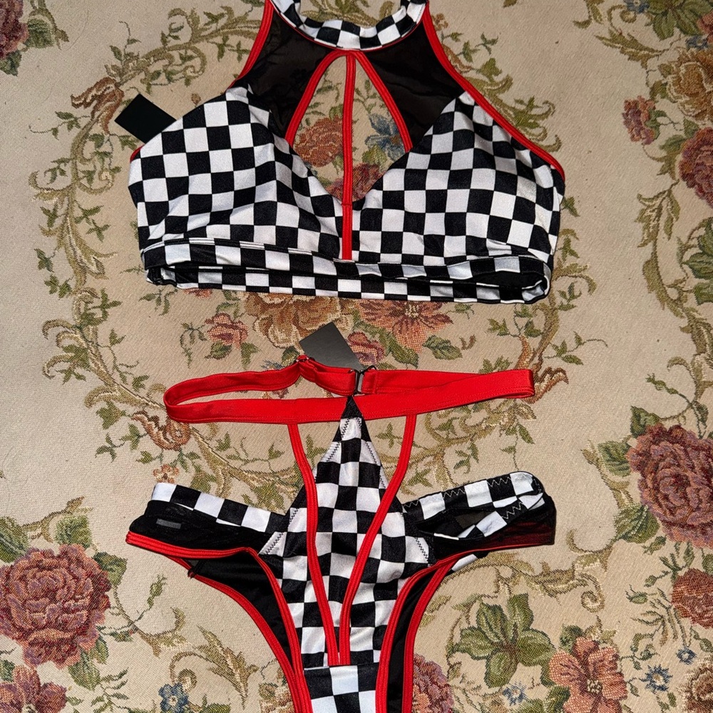 Checkered Black and White pole dance  Set